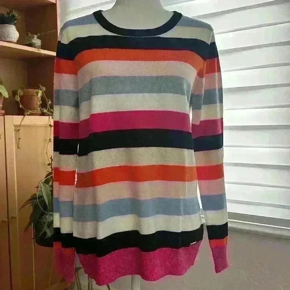 Tommy Hilfiger Long Sleeve, Multi Color Striped Sweater - Size XL